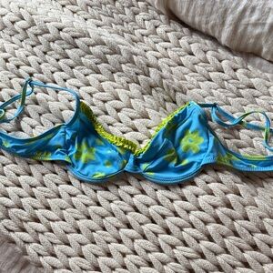 Heavy Manners Blue and Green Floral Bikini Top